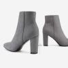 DREAM PAIRS Women’s Chunky Heel Ankle Booties Pointed Toe Short Boots(Light/Grey)