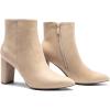DREAM PAIRS Women’s Chunky Heel Ankle Booties Pointed Toe Short Boots(Nude)