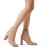 DREAM PAIRS Women’s Chunky Heel Ankle Booties Pointed Toe Short Boots(Nude)