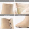 DREAM PAIRS Women’s Chunky Heel Ankle Booties Pointed Toe Short Boots(Nude)