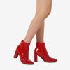 DREAM PAIRS Women’s Chunky Heel Ankle Booties Pointed Toe Short Boots(Red/Pat)