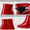 DREAM PAIRS Women’s Chunky Heel Ankle Booties Pointed Toe Short Boots(Red/Pat)