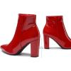 DREAM PAIRS Women’s Chunky Heel Ankle Booties Pointed Toe Short Boots(Red/Pat)