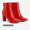 DREAM PAIRS Women’s Chunky Heel Ankle Booties Pointed Toe Short Boots(Red/Pat-3)