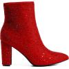 DREAM PAIRS Women’s Chunky Heel Ankle Booties Pointed Toe Short Boots(Red-rhinestone)