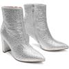 DREAM PAIRS Women’s Chunky Heel Ankle Booties Pointed Toe Short Boots(Rhinestone)