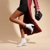 DREAM PAIRS Women’s Chunky Heel Ankle Booties Pointed Toe Short Boots(White/Pu)