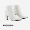 DREAM PAIRS Women’s Chunky Heel Ankle Booties Pointed Toe Short Boots(White/Pu)