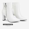 DREAM PAIRS Women’s Chunky Heel Ankle Booties Pointed Toe Short Boots(White/Pu-3)
