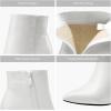 DREAM PAIRS Women’s Chunky Heel Ankle Booties Pointed Toe Short Boots(White/Stone/Pu)