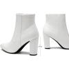 DREAM PAIRS Women’s Chunky Heel Ankle Booties Pointed Toe Short Boots(White/Stone/Pu)