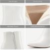 DREAM PAIRS Women’s Chunky Heel Ankle Booties Pointed Toe Short Boots(White-pat)