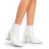DREAM PAIRS Women’s Chunky Heel Ankle Booties Pointed Toe Short Boots(White-pat)