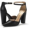DREAM PAIRS Women’s Coco High Heels Chunky Block Pumps Pointed Closed Toe Ankle Strap Dress Shoes(Black/Pu)