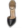 DREAM PAIRS Women’s Coco High Heels Chunky Block Pumps Pointed Closed Toe Ankle Strap Dress Shoes(Black/Pu)
