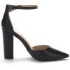 DREAM PAIRS Women’s Coco High Heels Chunky Block Pumps Pointed Closed Toe Ankle Strap Dress Shoes(Black/Pu)