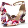 DREAM PAIRS Women’s Coco High Heels Chunky Block Pumps Pointed Closed Toe Ankle Strap Dress Shoes(Floral)