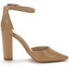 DREAM PAIRS Women’s Coco High Heels Chunky Block Pumps Pointed Closed Toe Ankle Strap Dress Shoes(Nude Pu)