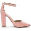 DREAM PAIRS Women’s Coco High Heels Chunky Block Pumps Pointed Closed Toe Ankle Strap Dress Shoes(Pink/Suede)
