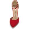 DREAM PAIRS Women’s Coco High Heels Chunky Block Pumps Pointed Closed Toe Ankle Strap Dress Shoes(Red/Suede)