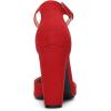 DREAM PAIRS Women’s Coco High Heels Chunky Block Pumps Pointed Closed Toe Ankle Strap Dress Shoes(Red/Suede)