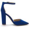 DREAM PAIRS Women’s Coco High Heels Chunky Block Pumps Pointed Closed Toe Ankle Strap Dress Shoes(Royal/Blue)