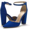 DREAM PAIRS Women’s Coco High Heels Chunky Block Pumps Pointed Closed Toe Ankle Strap Dress Shoes(Royal/Blue)