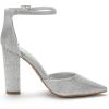 DREAM PAIRS Women’s Coco High Heels Chunky Block Pumps Pointed Closed Toe Ankle Strap Dress Shoes(Silver/Glitter)