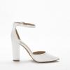 DREAM PAIRS Women’s Coco High Heels Chunky Block Pumps Pointed Closed Toe Ankle Strap Dress Shoes(White/Pu)