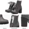 DREAM PAIRS Women’s Combat Ankle Boots Chunky Heel Lace up Fashion Heeled Booties(Grey/Pu)