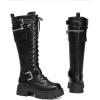 DREAM PAIRS Women’s Combat Riding Platform Knee High Boots, Lace Up Fall Lug Sole Gothic Motorcycle Boots with Inside Zipper(Black)