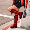 DREAM PAIRS Women’s Combat Riding Platform Knee High Boots, Lace Up Fall Lug Sole Gothic Motorcycle Boots with Inside Zipper(Red)