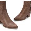 DREAM PAIRS Womens Cowboy Boots Wide Calf Comfortable Pull On Zipper Chunky Heel Pointed Toe Embroidered Western Cowgirl Knee High Boots Ladies Retro Tall Boot(Light Brown)