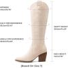 DREAM PAIRS Womens Cowboy Boots Wide Calf Comfortable Pull On Zipper Chunky Heel Pointed Toe Embroidered Western Cowgirl Knee High Boots Ladies Retro Tall Boot(Beige)