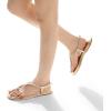 DREAM PAIRS Women’s Flat Sandals Dressy Rhinestone Thong Ankle Strap Summer Gladiator Sandals(Gold)