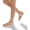 DREAM PAIRS Women’s Flat Sandals Dressy Rhinestone Thong Ankle Strap Summer Gladiator Sandals(White)