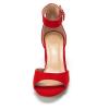 DREAM PAIRS Women’s Heeled Sandals, Chunky Heels, Open Toe Heels, Dressy Pumps Sandals(Red/Suede)