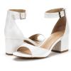 DREAM PAIRS Women’s Heeled Sandals, Chunky Heels, Open Toe Heels, Dressy Pumps Sandals(White Polyurethane)