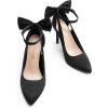 DREAM PAIRS Women’s High Heels Stiletto Strappy Pointed Toe Bow Dress Shoes Sexy Party Wedding Pumps(Black-satin)