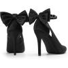 DREAM PAIRS Women’s High Heels Stiletto Strappy Pointed Toe Bow Dress Shoes Sexy Party Wedding Pumps(Black-satin)