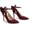 DREAM PAIRS Women’s High Heels Stiletto Strappy Pointed Toe Bow Dress Shoes Sexy Party Wedding Pumps(Burgundy Suede)