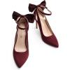 DREAM PAIRS Women’s High Heels Stiletto Strappy Pointed Toe Bow Dress Shoes Sexy Party Wedding Pumps(Burgundy Suede)