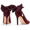 DREAM PAIRS Women’s High Heels Stiletto Strappy Pointed Toe Bow Dress Shoes Sexy Party Wedding Pumps(Burgundy Suede)