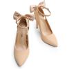 DREAM PAIRS Women’s High Heels Stiletto Strappy Pointed Toe Bow Dress Shoes Sexy Party Wedding Pumps(Nude-nubuck)