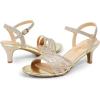 DREAM PAIRS Women’s Kitten Heels Open Round Toe Comfortable Strappy Heels for Dressy Wedding Party Evening Sandals(Gold-glitter)