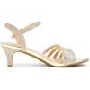 DREAM PAIRS Women’s Kitten Heels Open Round Toe Comfortable Strappy Heels for Dressy Wedding Party Evening Sandals(Gold-glitter)
