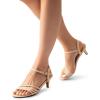 DREAM PAIRS Women’s Kitten Heels Open Round Toe Comfortable Strappy Heels for Dressy Wedding Party Evening Sandals(Nude-nubuck)