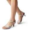 DREAM PAIRS Women’s Kitten Heels Open Round Toe Comfortable Strappy Heels for Dressy Wedding Party Evening Sandals(Silver-glitter)