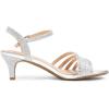 DREAM PAIRS Women’s Kitten Heels Open Round Toe Comfortable Strappy Heels for Dressy Wedding Party Evening Sandals(Silver-glitter)