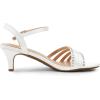 DREAM PAIRS Women’s Kitten Heels Open Round Toe Comfortable Strappy Heels for Dressy Wedding Party Evening Sandals(White-satin)